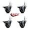 Service Caster 3'' Maroon Poly Swivel 7/16'' Grip Ring Stem Caster Set with Brake, 4PK SCC-GR20S314-PPUB-MRN-PLB-716138-4 - alternate 2